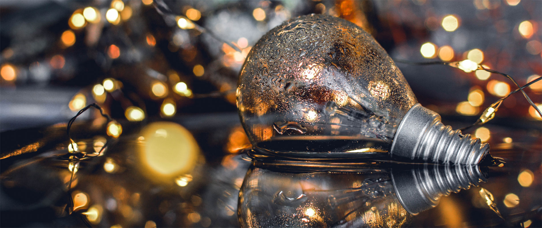 Macro view of a lightbulb exposed to the elements