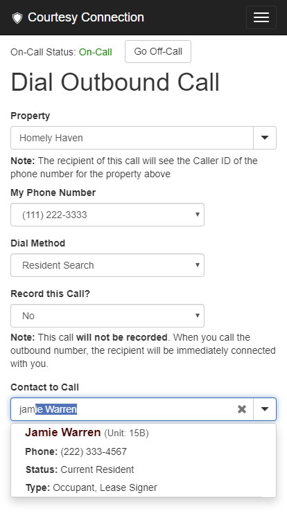 Masked Outbound Calls