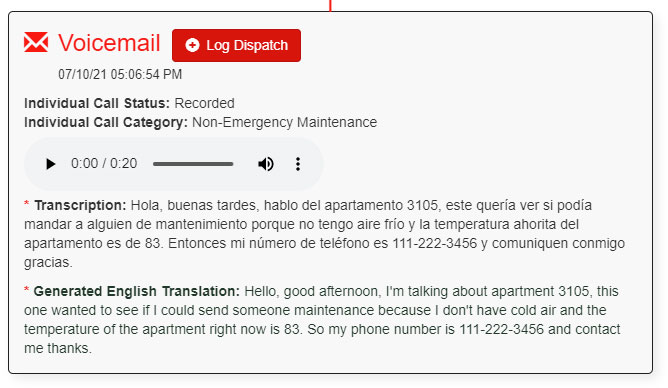 Voicemail Translation Example